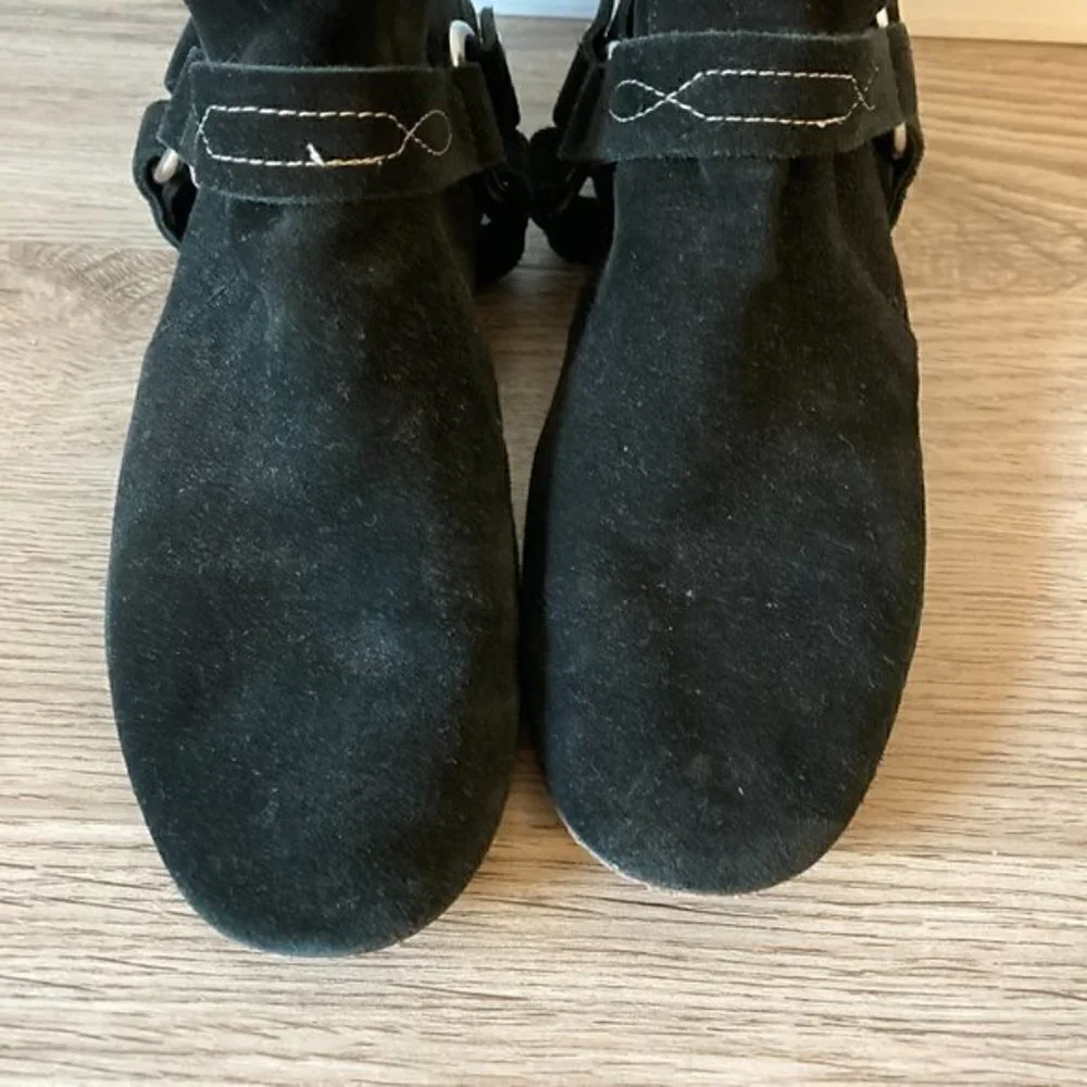 Isabel Marant Etoile Ralph Gaucho Black Suede Ankle Boots Size EU 37